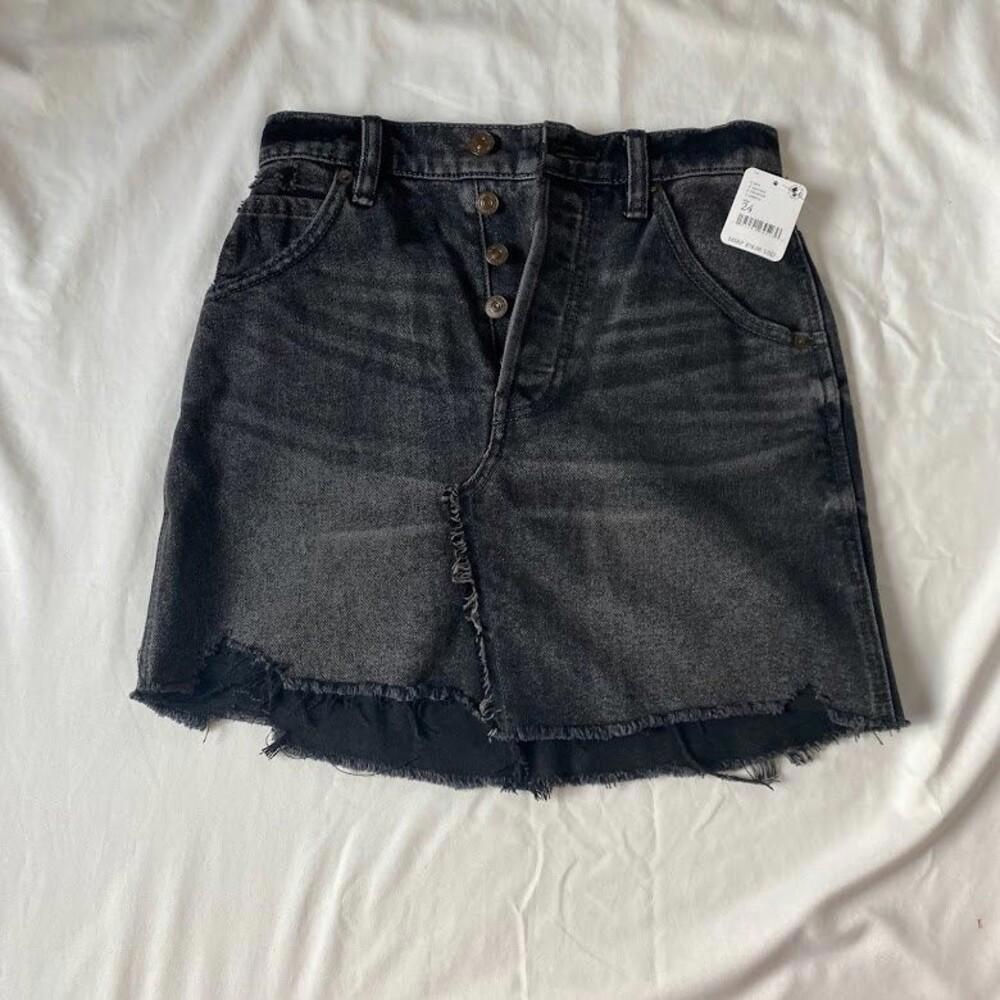 Free People black denim skirt size 24